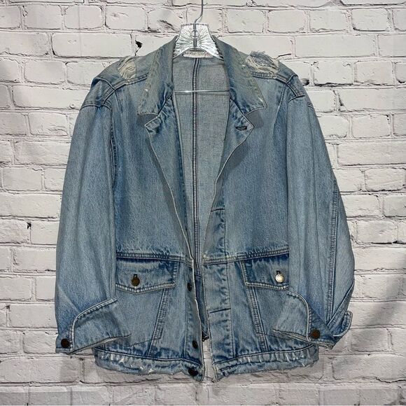 Vintage 80s Calvin Klein Distressed Jean Jacket Size Medium - Picture 12 of 13
